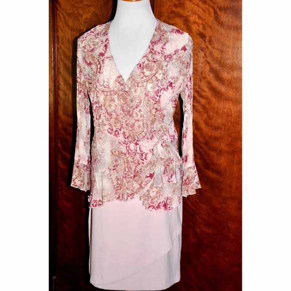 Saint Tropez West Skirt and Studio 1940 Long Sleeved Button Down Sash Blouse - Picture 2 of 9